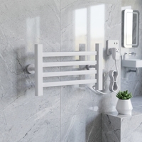 Toallero Eléctrico de Pared con 4 Barras, Calentador de Toallas Enchufable Blanco para Baño