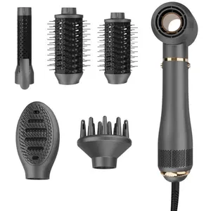 6 em 1 Destacável Multifuncional Styler Blowout Brush Volumizer Negative Ion Secador de cabelo para alisamento Curling e secagem