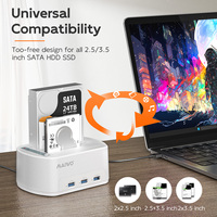 MAIWO 2 Bays Tool Free USB 2.5"/3.5" SATA HDD / SSD Docking Station HUB Duplikator Kloning Hard Disk Drive Dock Dengan 3 USB A