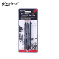 Ensemble de 3 crayons à dessin au fusain Giorgione, crayons standard pour artistes, croquis et dessin, emballage blister, fourniture d'usine
