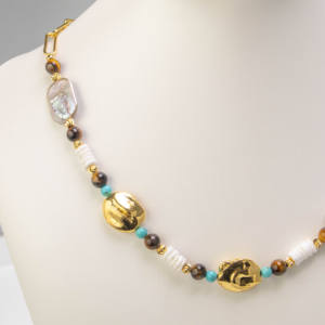 Nouveauté Bijoux de Mode Collier Ras du Cou Bohème Unisexe en Perles de Riz, Perles en Argent, Acrylique, Céramique et Verre - Product Image 3