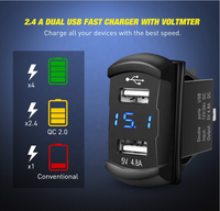 Commutateur de montage sur panneau double chargeur USB LED voltmètre voiture caravane bateau marin 5 gangs interrupteur à bascule panneau 12V étanche