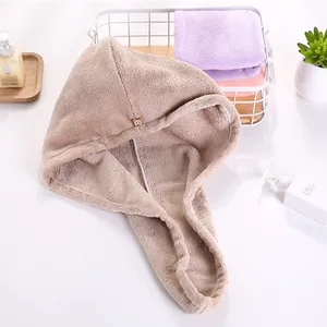 customized microfiber coral fleece spa hair salon quick dry fast drying towel hat wrap turban dryer towels for women hair