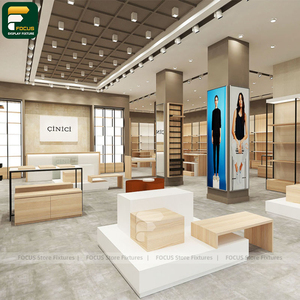 Étagère de présentation de vêtements minimaliste pour magasin de mode, comptoir de vêtements, armoire à vêtements, meuble en verre - Product Image 1