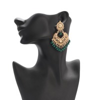 Boho Vintage couleur or coeur forme fleur perle gland boucles d'oreilles pour femmes bijoux de mariage ethnique indien Jhumka boucles d'oreilles