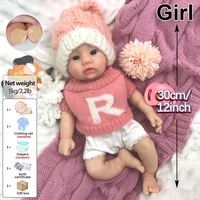 30cm Realistische Vollsilikon-Reborn-Babypuppe mit Gewicht, Neugeborenen-Design, Handgefertigte Kunstpuppe, Ungiftig, Sicher, Sammlerstück