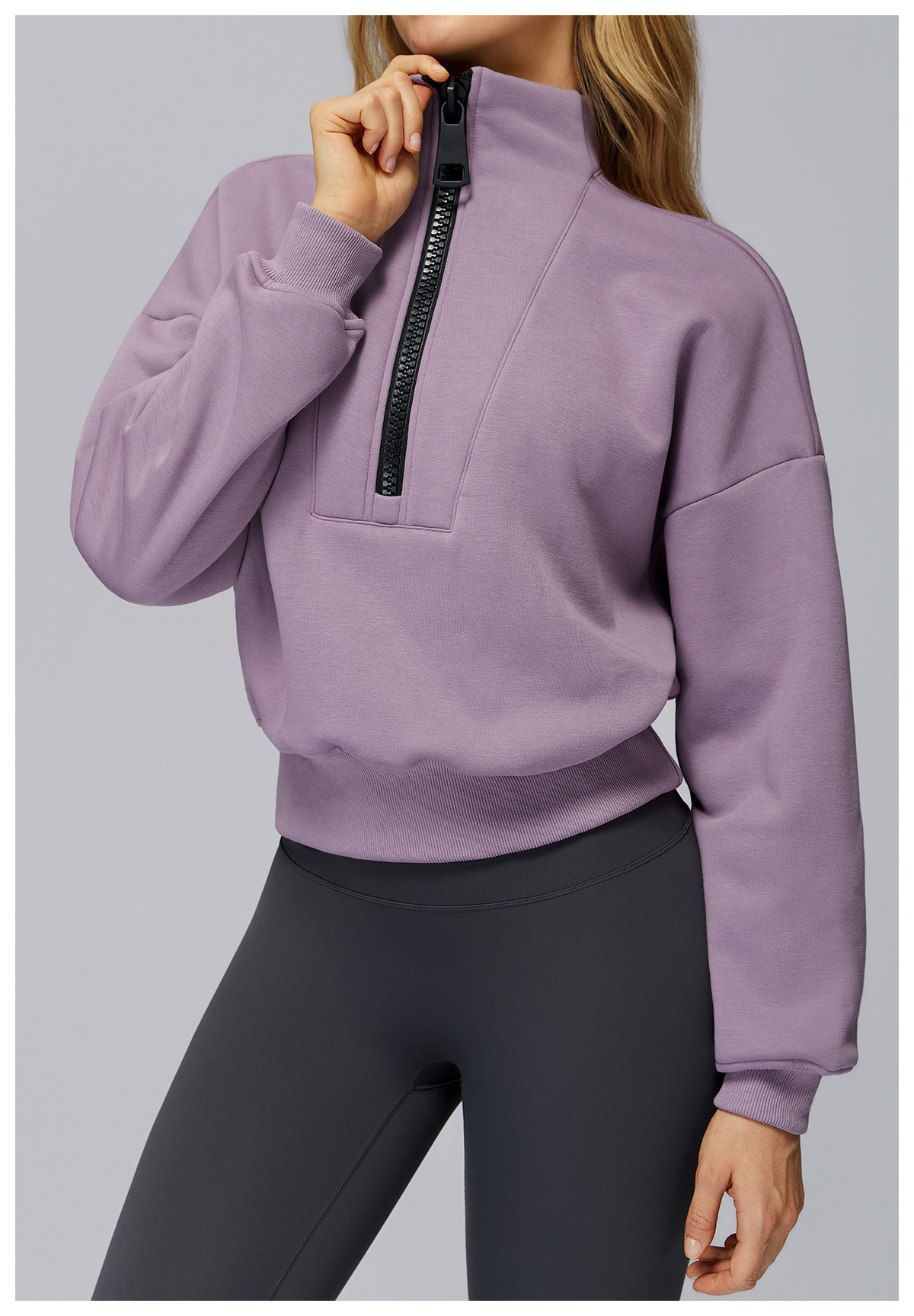 Plus-Size Activewear Hoodie (2502): fabric, pocket and construction detail