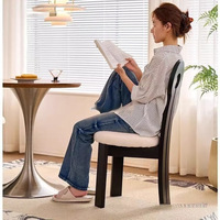 Chaise de salle à manger en bois massif de style vintage français, dossier unique en forme de sirène, chaise 2-en-1 pour salle à manger et maquillage, mobilier de maison