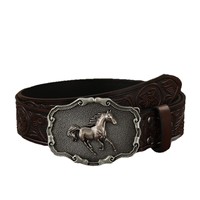 Ceinture en jean pour homme, motif cheval en relief, accessoires simples, style rétro décontracté, boucle en alliage de cuir