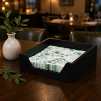 Porte-serviettes pour table, distributeur de serviettes en bois avec grande ouverture latérale pour serviettes en papier, porte-serviettes carré de style farmhouse