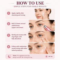 Sérum Roll-on pour les Yeux au Rétinol avec Hydratant Anti-Rides Naturel pour Éclaircir, Blanchir, Lisser et Raffermir