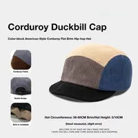 Casquette 5 panneaux en velours côtelé multicolore avec logo personnalisé, visière courte et incurvée, style vintage, streetwear, mode, sport, extérieur, unisexe