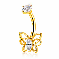 Piercing de nombril Freya avec pendentif, en Titane F136, Zircon brillant de qualité 5A, Barbell incurvé 14G, à filetage interne