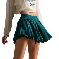 Jupe de tennis plissée taille haute en satin vintage anti-rides pour femme, style culotte, idéale pour le golf et les sports