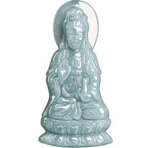 หยกธรรมชาติพระโพธิสัตว์อวโลกิเตศวาระจี้หยกน้ำเงินหยกชนิดน้ำสีฟ้าสไตล์จีน UNISEX ดีไซน์ดั้งเดิม GY24 - Product Image 5