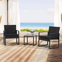Ensemble de meubles de conversation pour patio en rotin PE avec cadre thermolaqué et coussins moelleux