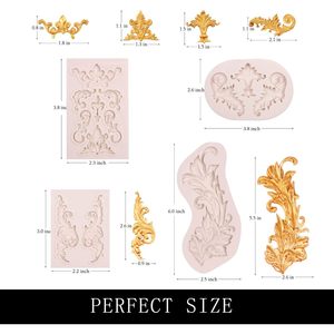 Moule en silicone baroque Muyulin pour fondant, lot de 4, pour décoration de gâteaux, argile polymère, élégant motif de mariage, plume, couronne, coin - Product Image 2