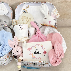 Set <span class=keywords><strong>de</strong></span> Regalo <span class=keywords><strong>para</strong></span> Baby Shower - Manta Envolvente <span class=keywords><strong>de</strong></span> Conejo y Elefante con Gorro, Manoplas, <span class=keywords><strong>Botitas</strong></span> y Babero a Juego <span class=keywords><strong>para</strong></span> Recién Nacido, Accesorio <span class=keywords><strong>para</strong></span> Fotos - Product Image 5
