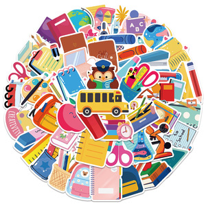 50 Pegatinas con Temática de Regreso a Clases, Lindas Pegatinas Decorativas de Papelería, Calcomanías de Graffiti para Manualidades, Pegatinas de Dibujos Animados - Product Image 5