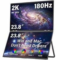 Monitor de Pantalla Dual para Portátil de 23.8 Pulgadas 2K 1440P Ultra Delgado, Pantalla Portátil Dual para Oficina y Juegos