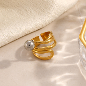 Geometric Stainless Steel <b>Ring</b> Gold Silver Color Multi Layered Circular Lines Unisex Fashion Jewelry Gift - Product Image 4