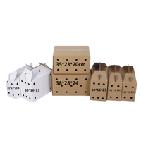 Boîte à Gable en Carton Ondulé Kraft Recyclé avec Trou pour Poignée, Conception Personnalisée, pour l'Expédition de Poulets Vivants