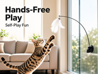 Jouet pour chat en fil d'acier simple avec ventouse, baguette de stimulation manuelle, gadget anti-ennui pour l'exercice