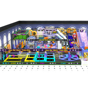 Overdekte, levendige trampolinepark met meerdere niveaus, speeltuin voor kinderen met glijbaan en ballenbak voor commerciële attractieparken - Product Image 3