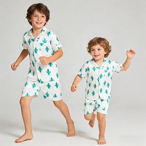 Pigiama Estivo per Bambini con Colletto, Set Pigiama con Stampa Cartone Animato Carino per Bambini 2-15 Anni, Pigiama Primaverile a Maniche Corte per Bambina, Abbigliamento Morbido per Casa - Product Image 2