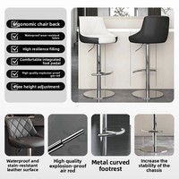 Tabouret de bar en velours personnalisé, design léger et luxueux, réglable en hauteur, pivotant, dossier haut, stable, pour hôtel et salle à manger