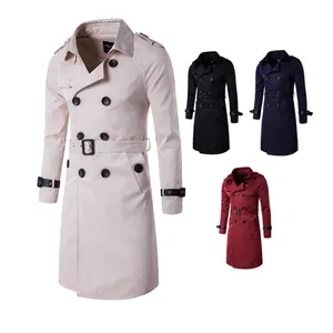 Men's new design blank long coat Windbreaker men s button up coat men trench coat