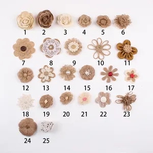 DIY handmade linen flowers Christmas wedding party decorative flowers Clothing footwear and hat accessories bow linen flowers
