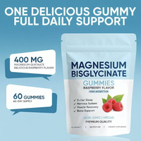 Gummies de Bisglycinate de Magnésium Bio 400mg pour le Sommeil, Complément Alimentaire Végétalien de Qualité Alimentaire avec Glycinate de Magnésium et Zinc, ODM, Origine Chine