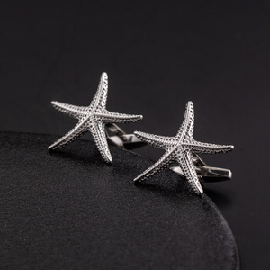 กระดุมข้อมือรูปปลาดาว สแตนเลส ดีไซน์ 3 มิติ สำหรับเครื่องประดับแฟชั่นบุรุษนักธุรกิจ - Product Image 1