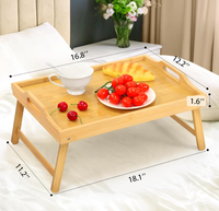 Table de lit en bambou avec pieds pliables et poignée, plateau de service pour le petit-déjeuner, bureau pour ordinateur portable pour lit ou canapé