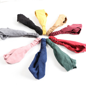 Bandeau croisé en <span class=keywords><strong>daim</strong></span> extensible pour femmes, Turban <span class=keywords><strong>de</strong></span> Sport, Yoga, enroulé <span class=keywords><strong>de</strong></span> tête, en tissu, vente en gros, 1 pièce - Product Image 1
