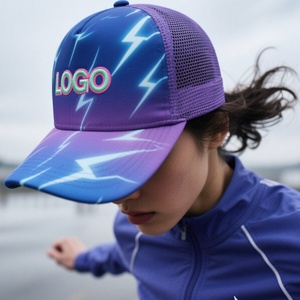 Custom Lightning Printing Embroidery Logo 5-Panel Sporty Baseball <b>Cap</b> with Custom Pattern and Canvas Fabric - Product Image 1