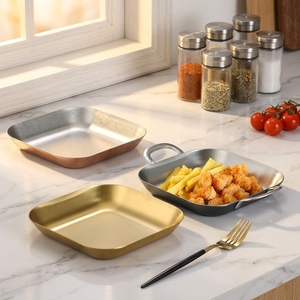 Bandeja Clásica <span class=keywords><strong>de</strong></span> Metal Ecológica <span class=keywords><strong>para</strong></span> Aperitivos con Asa, Bandeja <span class=keywords><strong>para</strong></span> Fiestas con Color Personalizado - Product Image 1