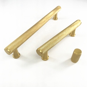 Brass <strong>Gold</strong> Knurled Handle Solid Cupboard <strong>Door</strong> Cabinet Pull Handle and <strong>Knobs</strong> - Product Image 5
