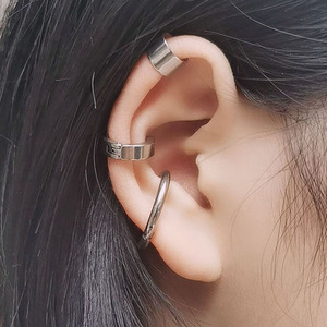 Hot Selling Popular Niche Design Simple Style <b>Silver</b> Plated <b>Hoop</b> <b>Earrings</b> Stainless Steel Unisex's <b>Earrings</b> Wholesale Jewelry - Product Image 1