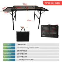 Table d'appoint pliante multifonctionnelle pour l'extérieur en maille de fer, grande étagère de rangement pour le camping, les loisirs, réglable en alliage d'aluminium, moderne