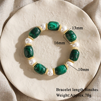 Bracelet en perles d'hématite plaqué or 18 carats avec coquillage de malachite naturelle vintage, bijoux incroyables pour les fêtes et les vacances des femmes