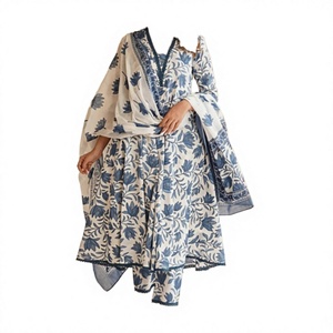 ชุดส่าหรีปากีสถานสำหรับผู้หญิง แบรนด์ Rayon แบบลำลอง ตกแต่งชายเสื้อระบายลายดอกไม้ ดีไซน์เข้ารูป แห้งเร็ว เหมาะสำหรับฤดูร้อน - Product Image 2