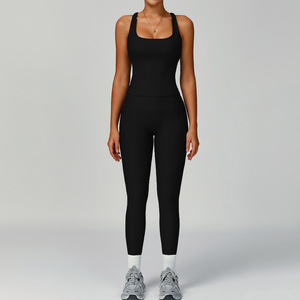 Womens Seamless Yoga Set for Autumn Leggins Yoga Para Mujer Slim Fit Zip-Up Yoga Jacket Running Gym Clothes <strong>Unitard</strong> - Product Image 3