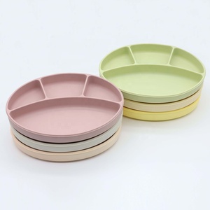 Platos de Silicona de Grado Alimenticio con Divisiones y Succión para Bebés, Set de Alimentación para Bebés, Platos de Entrenamiento de Silicona Antiderrames con Fuerte Succión - Product Image 1