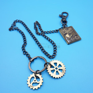 Porte-clés en alliage de zinc avec logo, ovale, vintage, boucle double, chaîne de taille, chaîne de pantalon, chaîne de sac, résistant à l'usure, cadeau d'affaires - Product Image 4