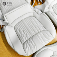 Housses de siège auto personnalisées complètes avec coutures perforées ondulées pour Mercedes-Benz SMART, en cuir Nappa blanc cassé, amovibles, luxe automobile