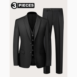 Traje de Hombre Negro de Último Diseño Personalizado, Traje de Negocios de Tres Piezas (Chaqueta + Pantalón), Trajes Casuales de Verano para Hombre - Product Image 1