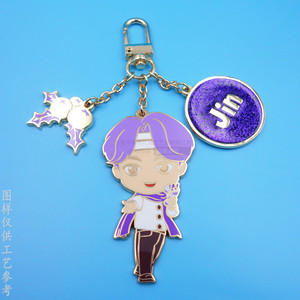 <b>Custom</b> Made Enamel Zinc Alloy Cartoon Character Keychain <b>Doll</b> Shape Gold Color Carabiner Metal Handmade Gift - Product Image 1