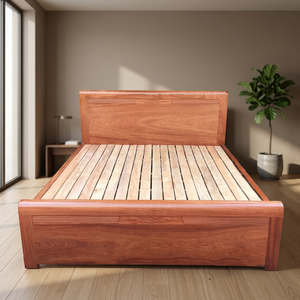 Hand-Carved American & Vintage Solid Oak/Mahogany Double/King <b>Platform</b> <b>Bed</b> <b>Frame</b> with Storage 1.6m X 2m All Ages-Home Furniture - Product Image 2